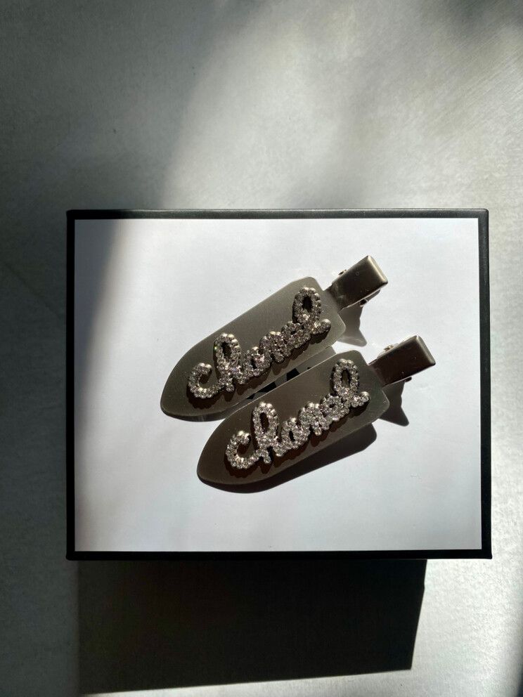 Chanel Grey Hair Clips