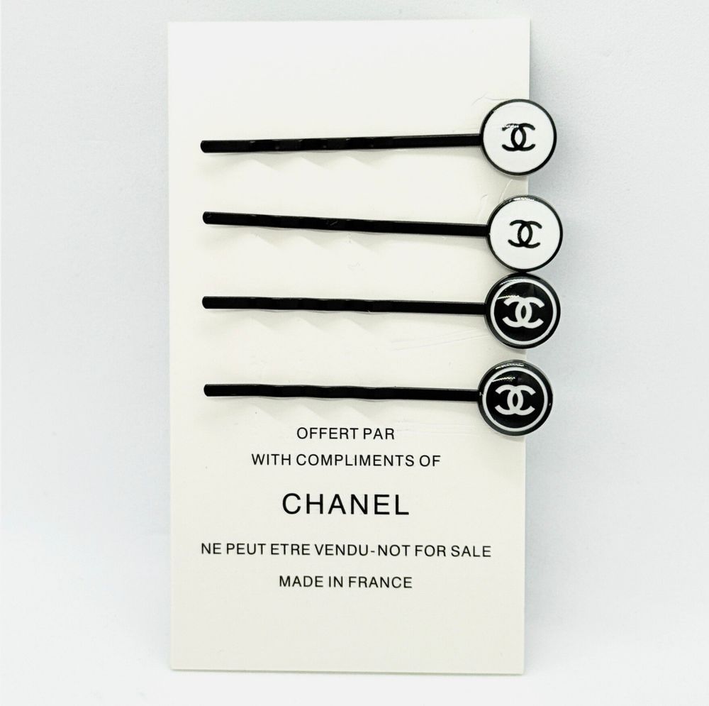 Chanel Black White Hair Bobby Pins - Made In France