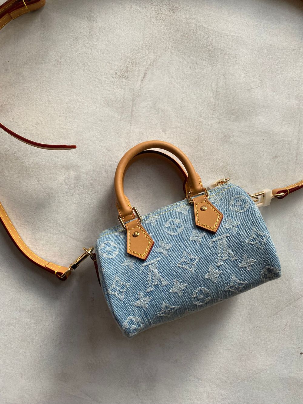 LOUIS VUITTON Monogram Denim Nano Speedy Hand Bag Blue M11212 LV Auth 125482SM