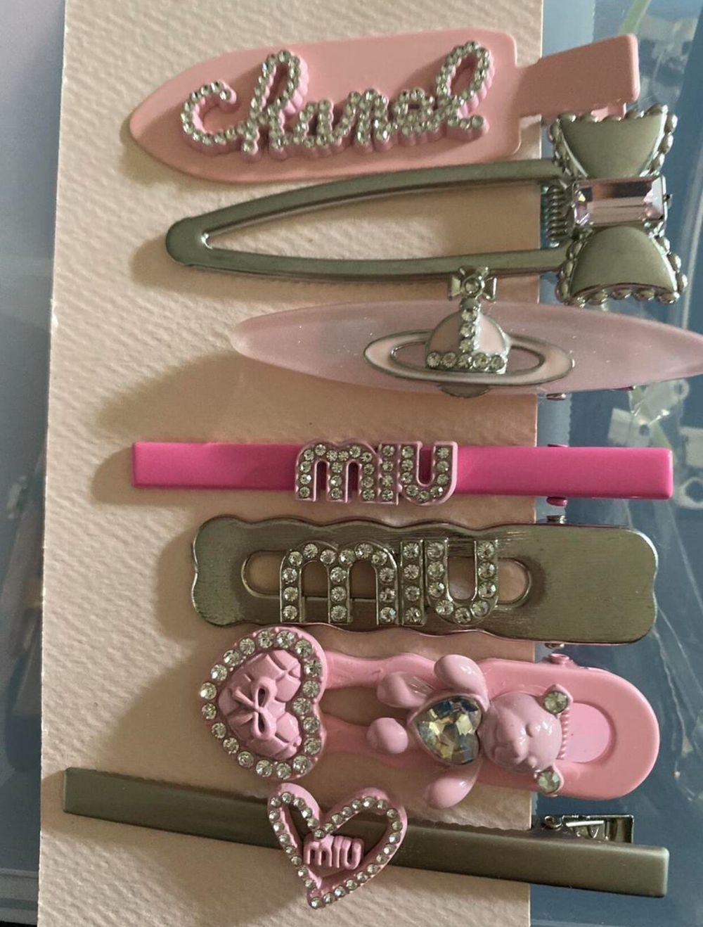 Designer Pink and Silver Hair Clip Set