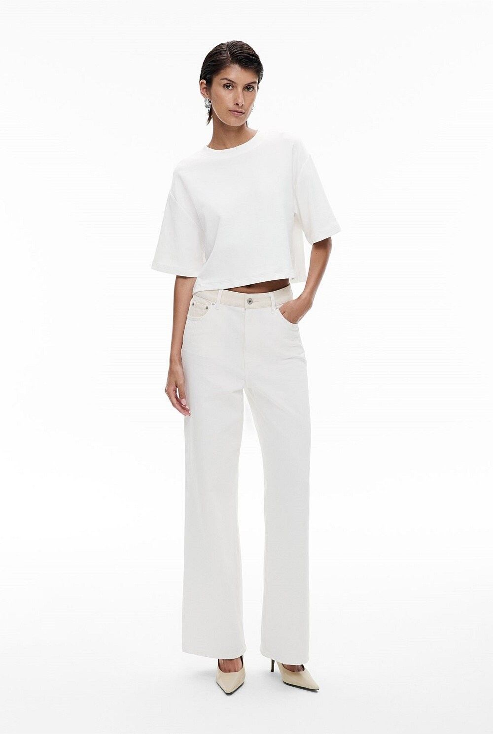 Witchery Contrast White High Waisted Jeans