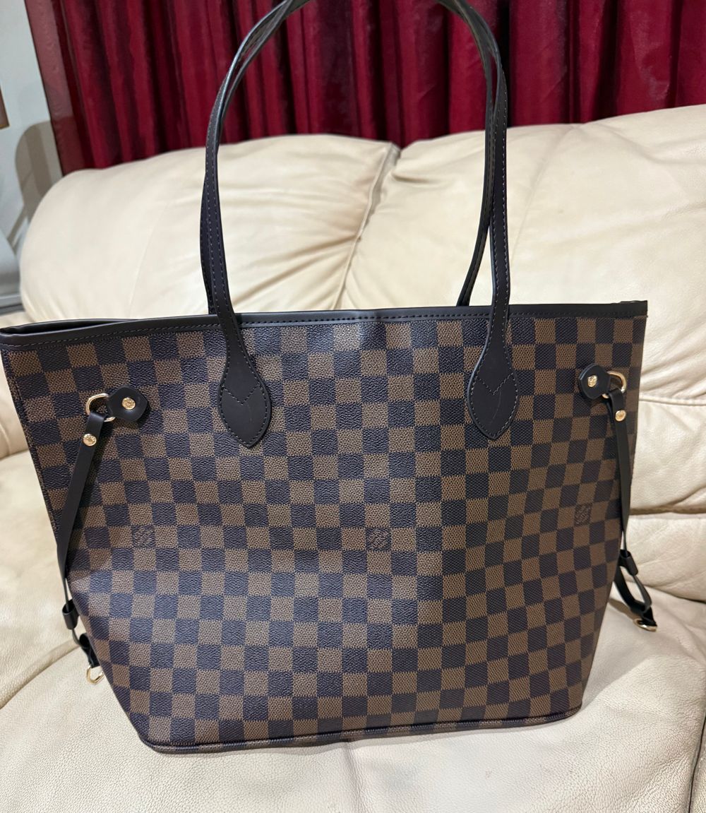 Brown Check Tote Bag