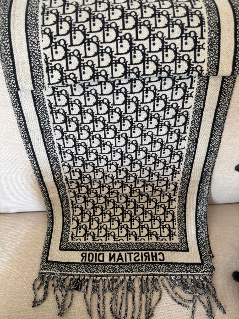 Christian Dior Black and White Scarf