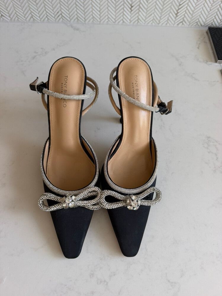 Tony Bianco Black Rhinestone Heels