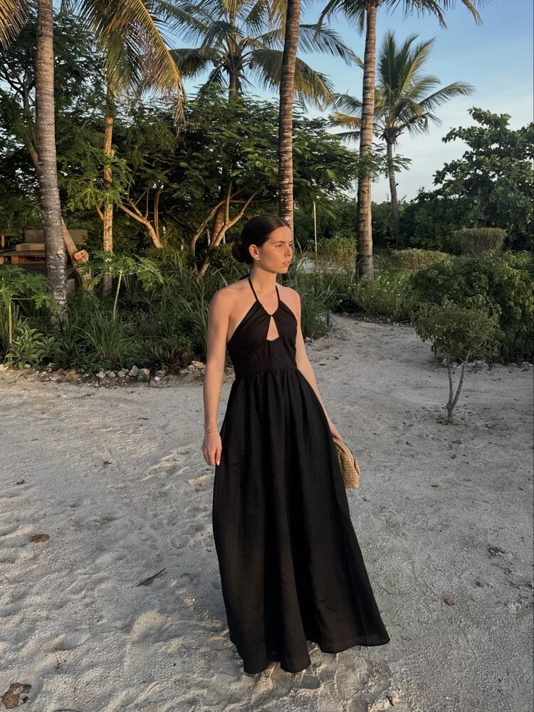 chinese dress ladies MELROSE BLACK SLEEVE MAXI DRESS  DISSH