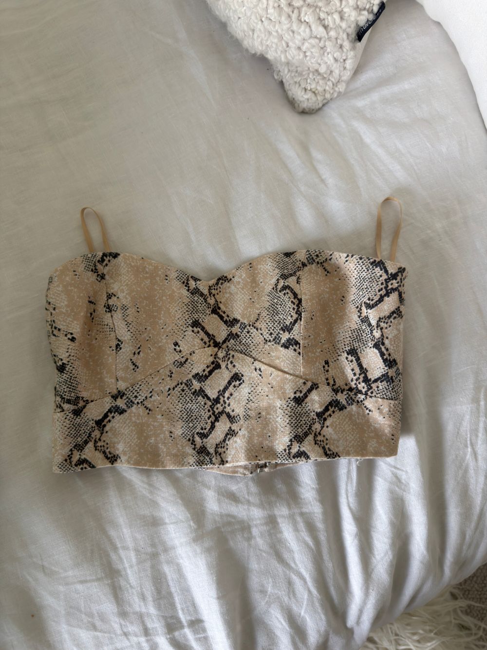 Bec + Bridge Beige Snakeskin Print Crop Top