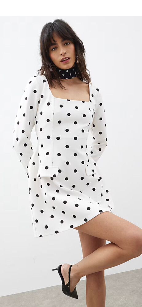 River Island - River Island White Black Spot Dress on Designer Wardrobe