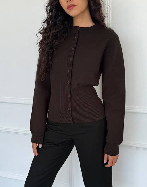 Motel Brown Knit Cardigan Size M