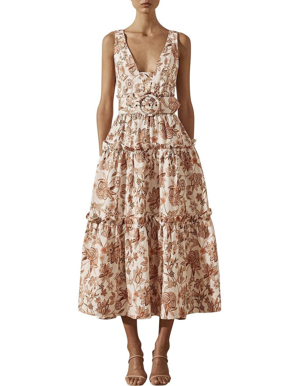 Shona Joy - Carolina Tiered Midi Dress on Designer Wardrobe