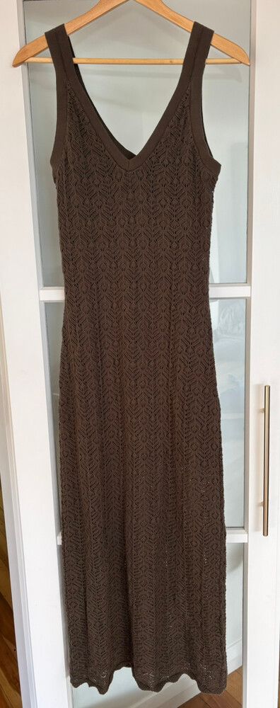 Ivy + Jack Voyage Khaki Crochet Knit Maxi Dress