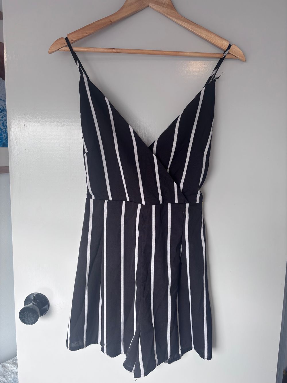 Boohoo Black White Striped Playsuit