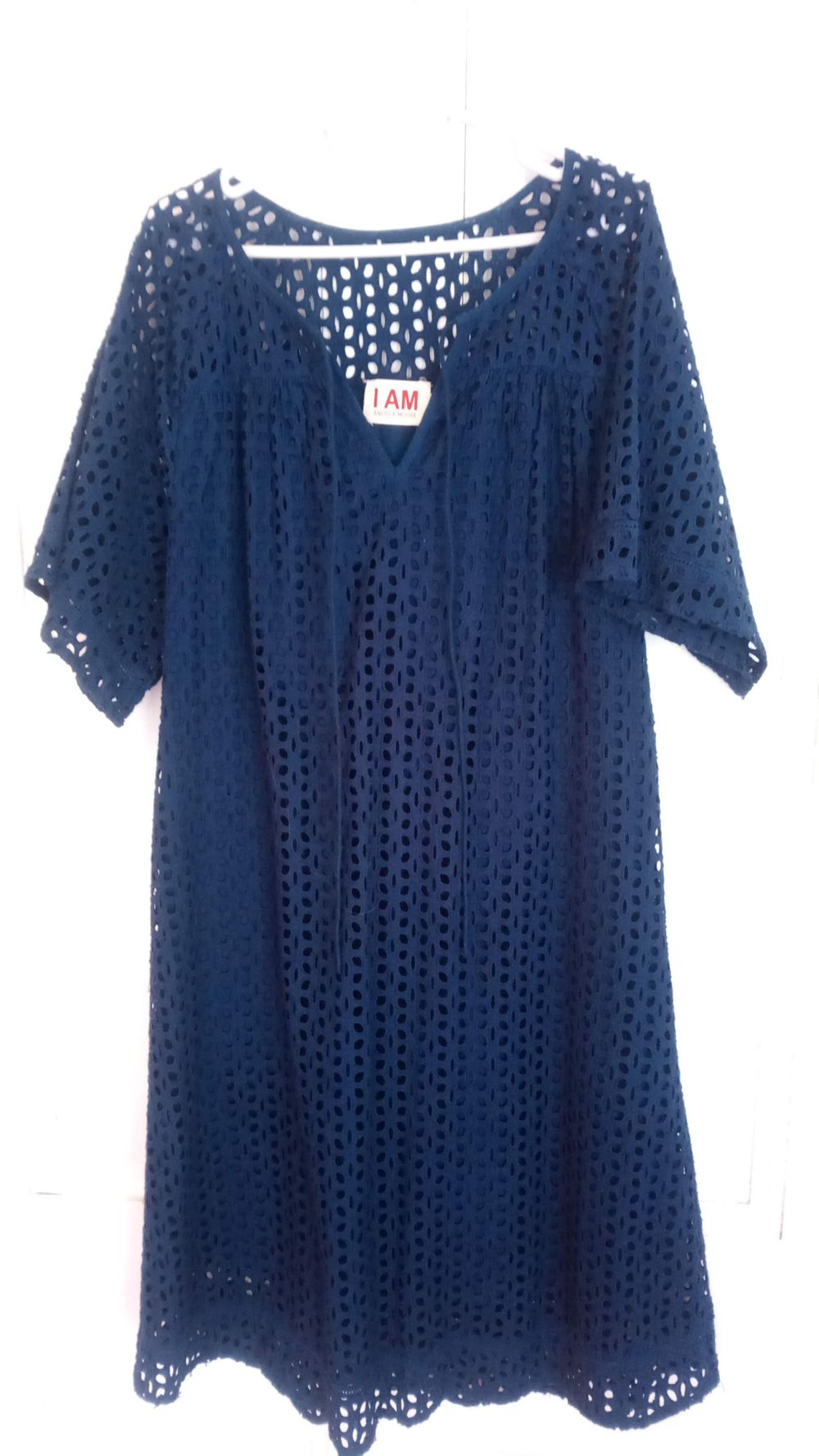 I AM BY ANDREA MOORE Navy Broderie Anglaise Dress / Cotton Eyelet Summer Tunic