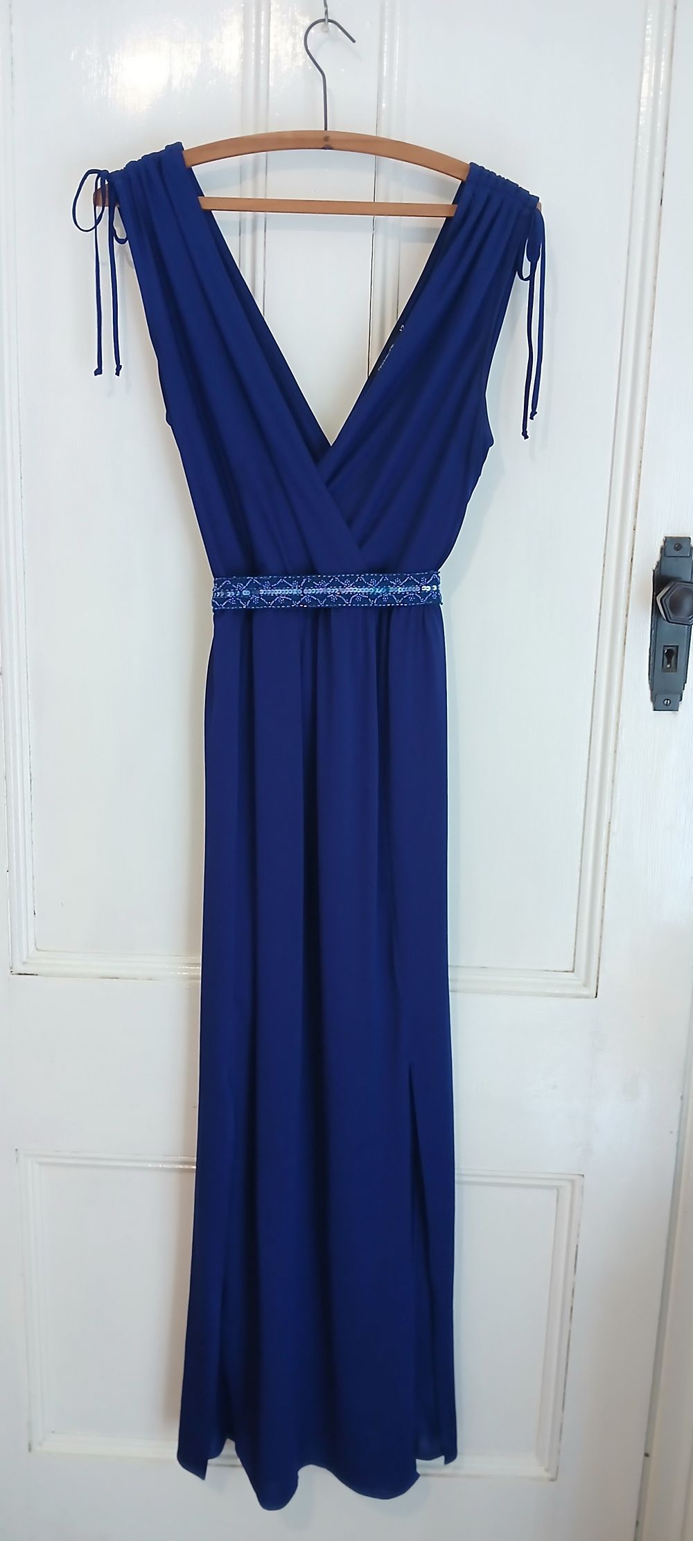 PORTMANS Deep Indigo Ink Maxi Dress + Matching Sequined Belt Set / Midnight Gown 12