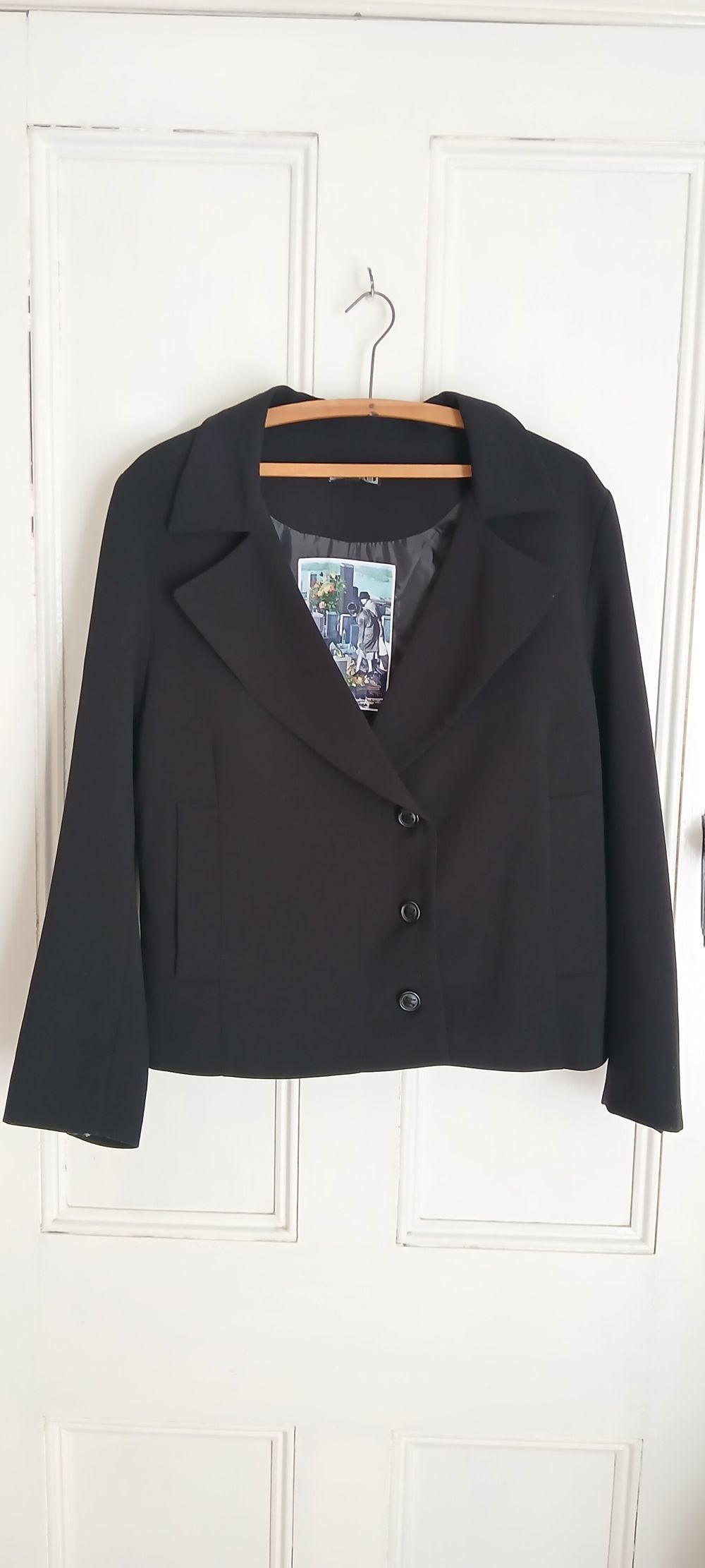 TRELISE COOPER BOARDROOM Black Cropped Blazer Jacket / Tailored Corporate Coat XL