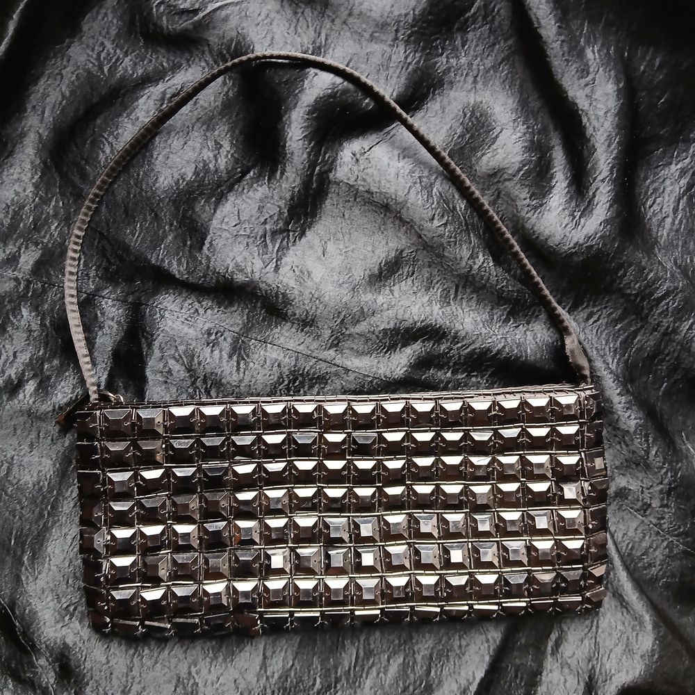 JANE NORMAN Vintage Y2K Beaded Mini Shoulder Bag - Black