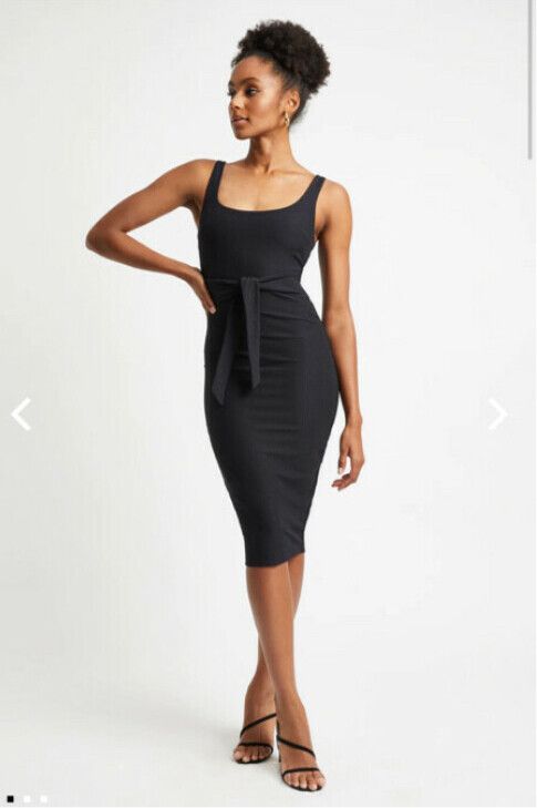 Kookai - Black Ruched Kookai Tie Dress on Designer Wardrobe Kookai - Black Ruched Kookai Tie Dress on Designer Wardrobe