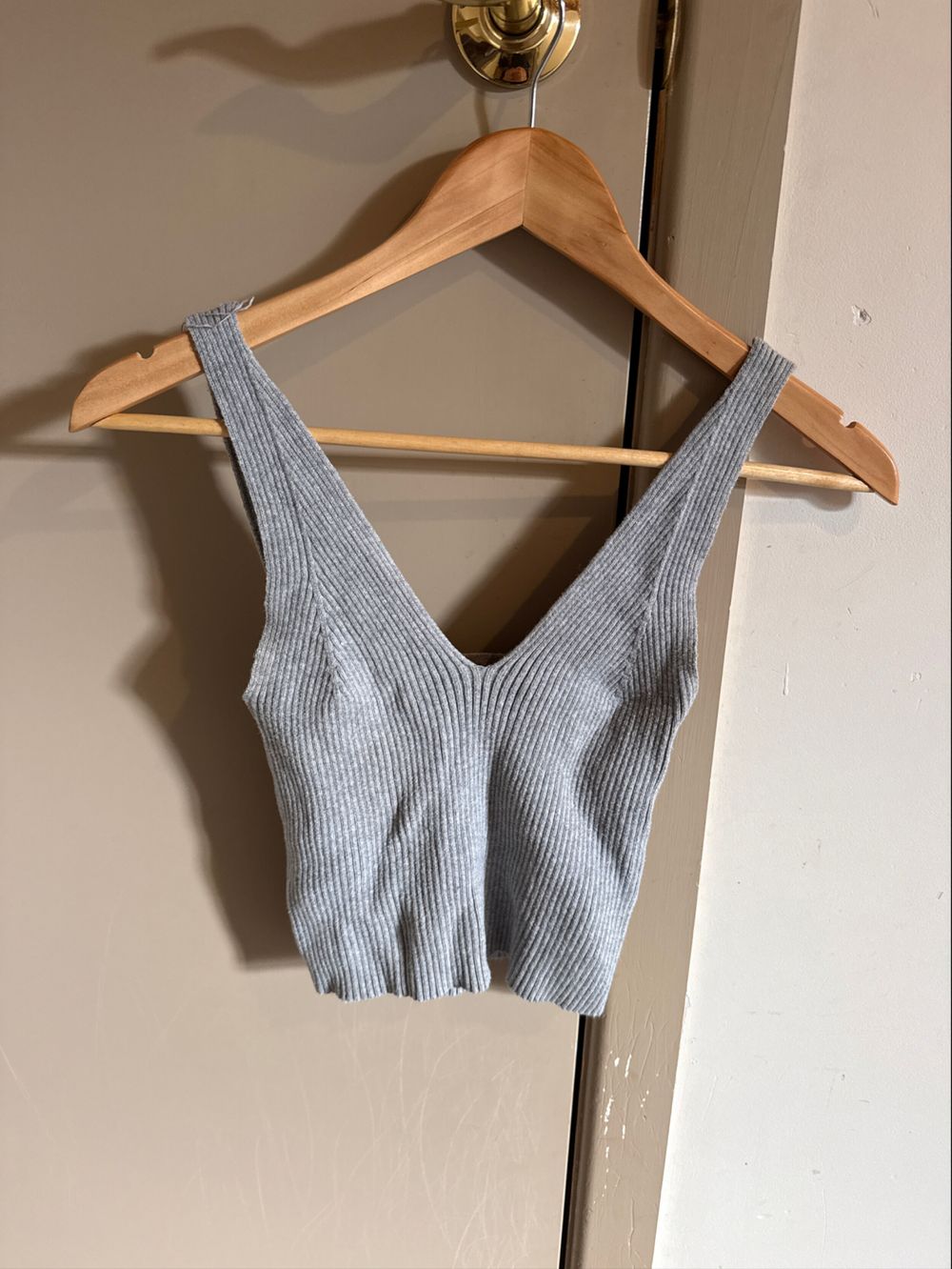 RUBY Grey Ribbed Knit Top