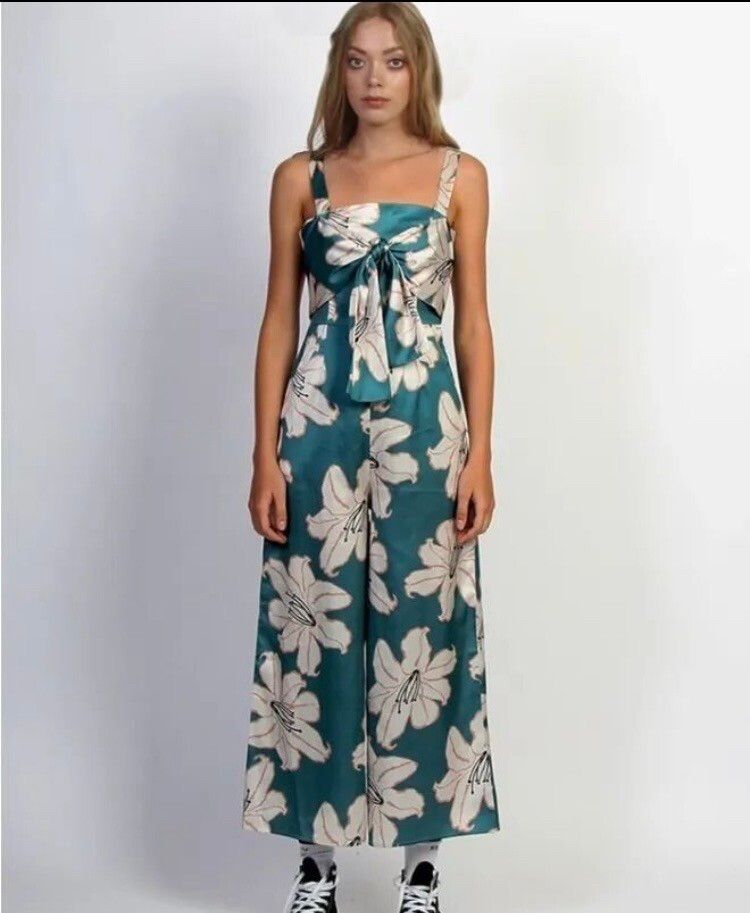 Federation Teal Floral Jumpsuit