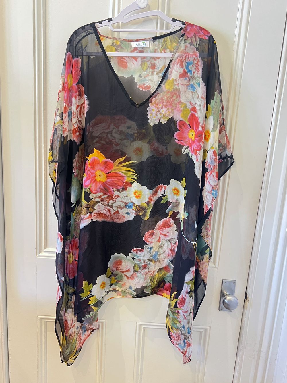 I Allure Floral Silk Chiffon Kaftan/top
