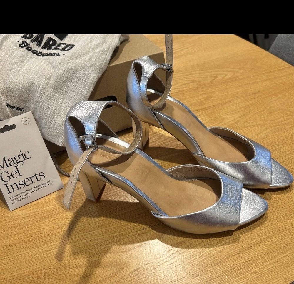 Bared Silver Peep Toe Heels