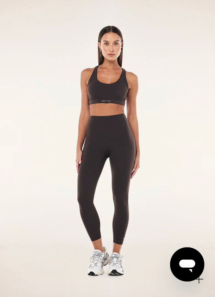 PE NATION paramount sports bra and signature full length leggings in coffeee