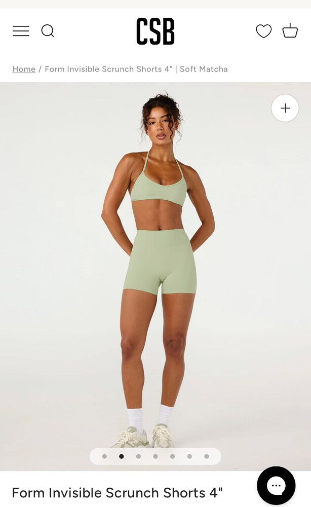 CSB FORM invisible scrunch 4” shorts in soft matcha
