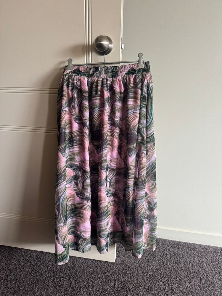 Homelee Pink Green Print Skirt