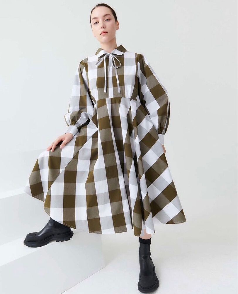 Kowtow green Checkered Dress Size M