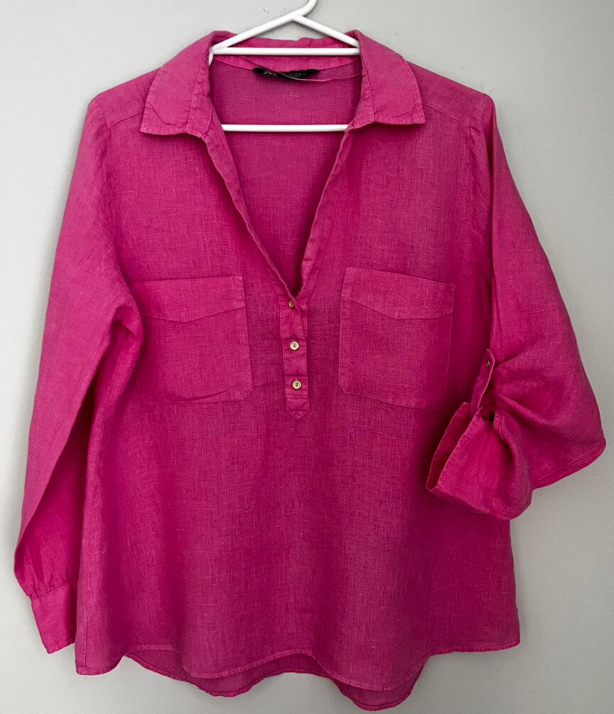 Zara pink linen shirt