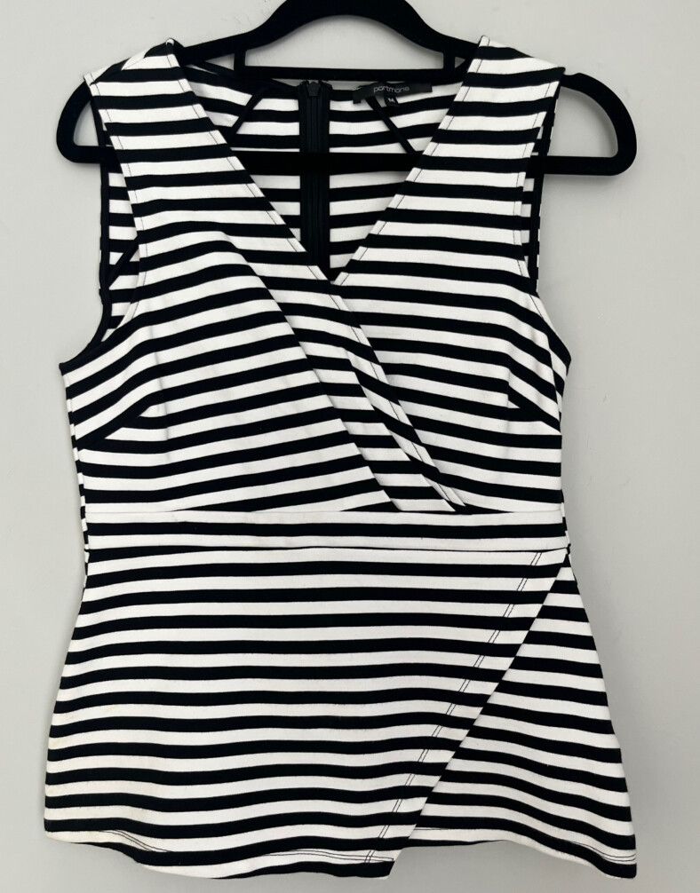Portman’s Black And White Striped Top