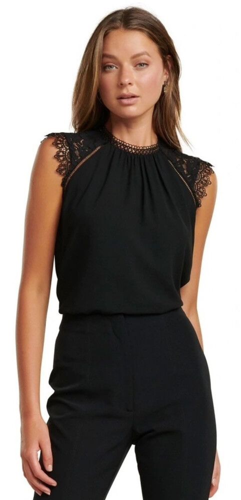 Black Cap Lace Sleeves Top
