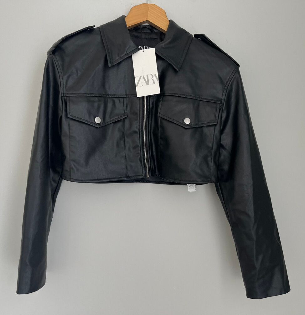 Zara Cropped Faux Leather Jacket