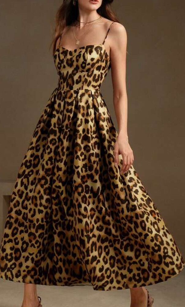 Anewsta - Leopard Print Midi Dress on Designer Wardrobe