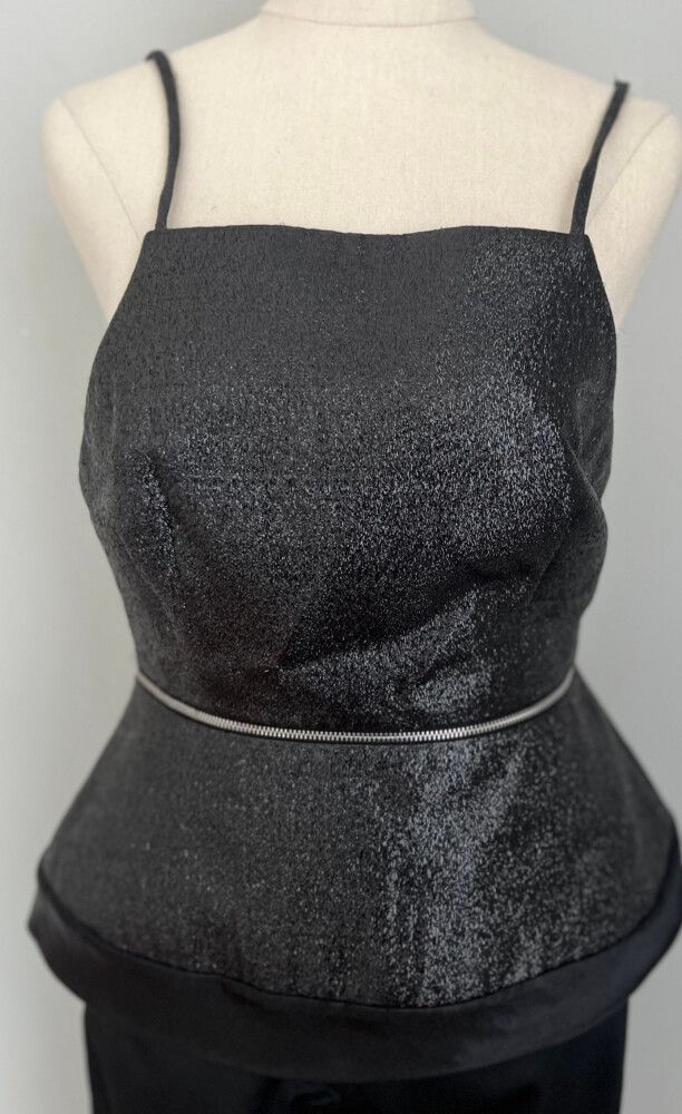 Bec & Bridge Silver Sparkly Peplum Top