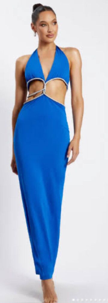 MESHKI Nicha Diamante Cut Out Midi Dress