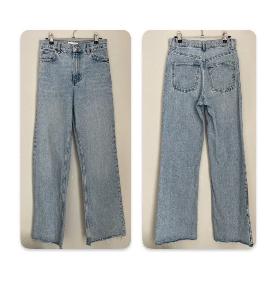 Zara High Waisted Raw Hem Jeans