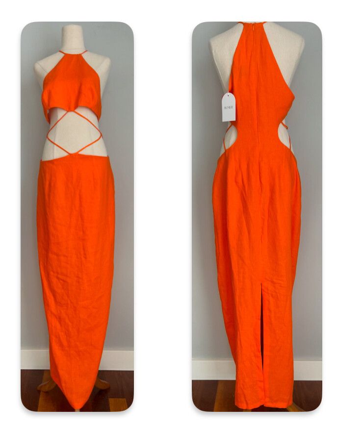 Rumer Enigma Linen Orange Maxi Dress