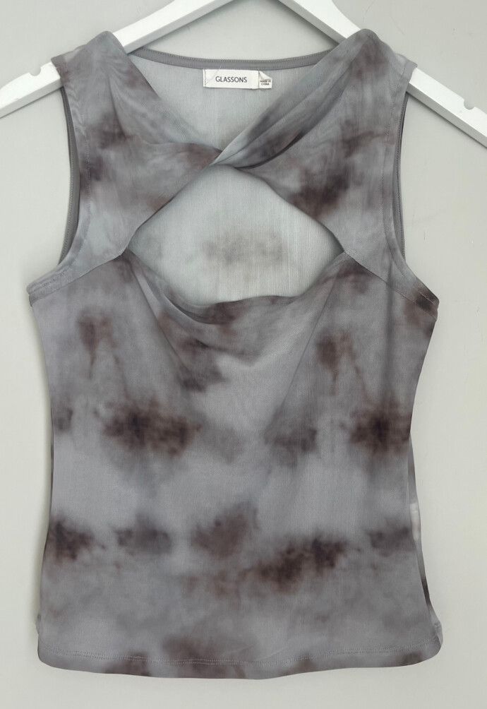 Glasson Grey Tie Dyed Top with cutout