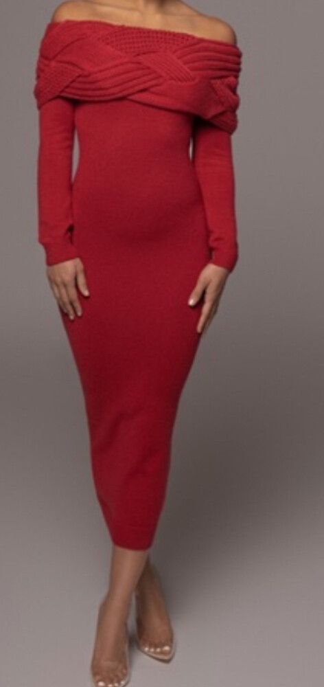 JLUXLabel Burgundy/Ref Cecyl Cable Knit Sweater Dress
