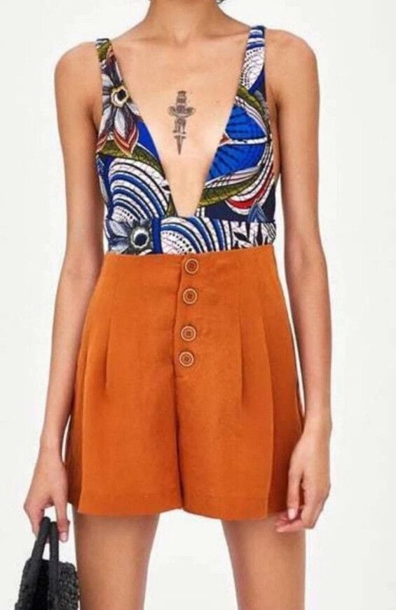Zara Orange/Rust Button Front Shorts