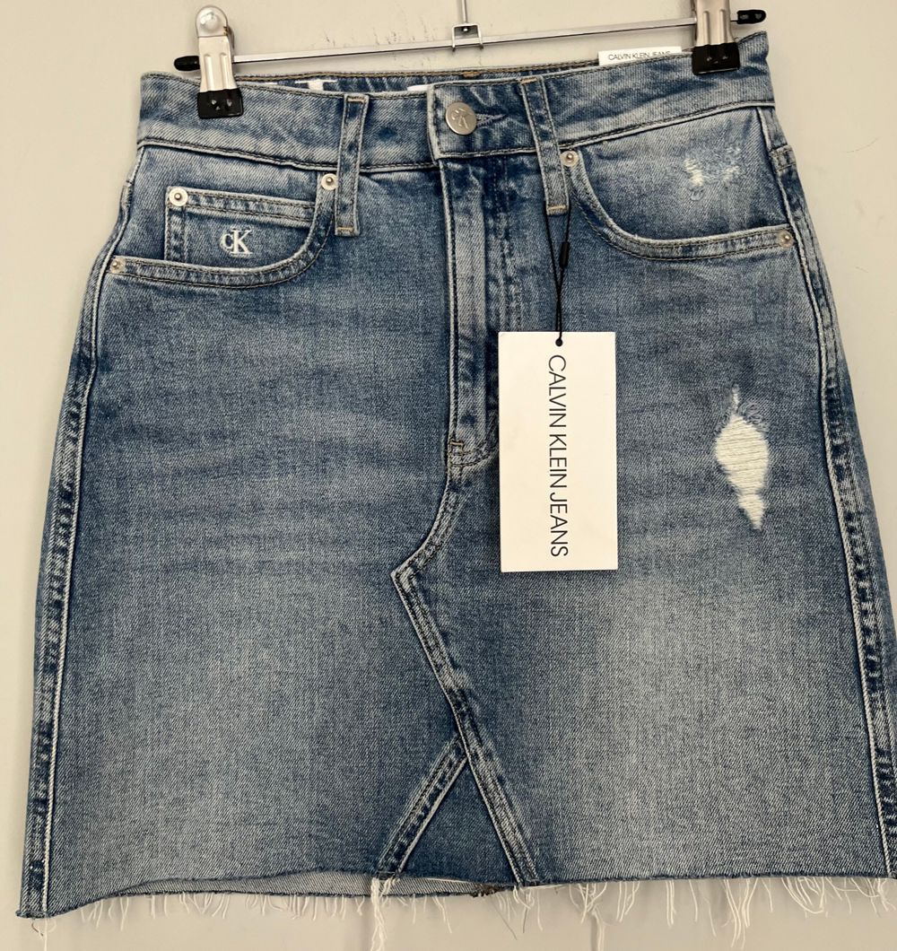 Calvin Klein Light Wash Denim Mini Skirt