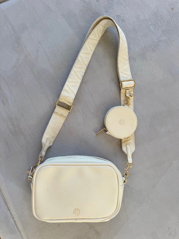 Cream Crossbody Bag With Coin Purse