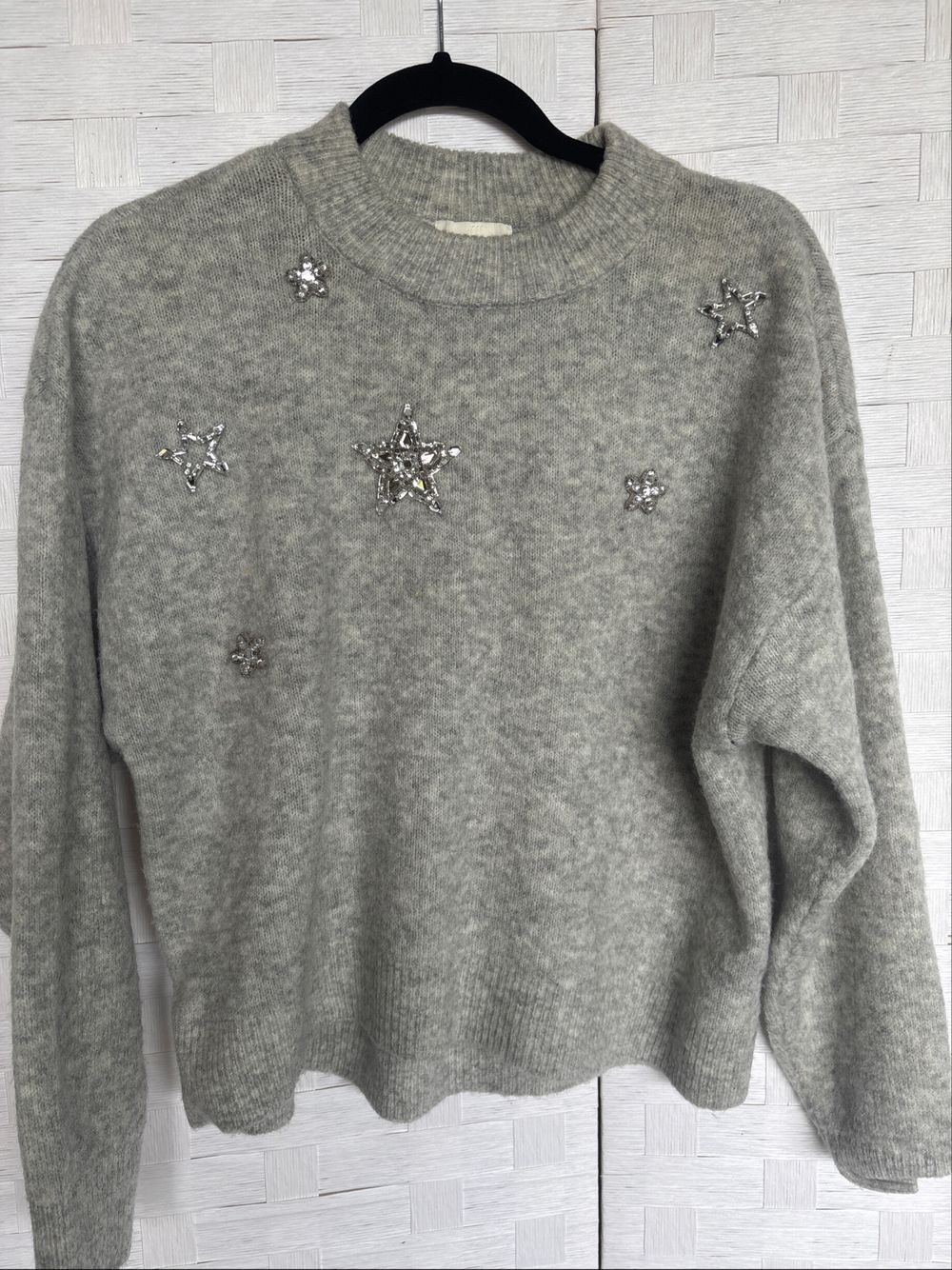 Cropped Light grey star jumper