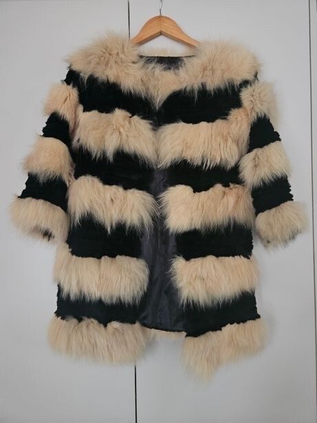 Striped Rabbit Fur Coat