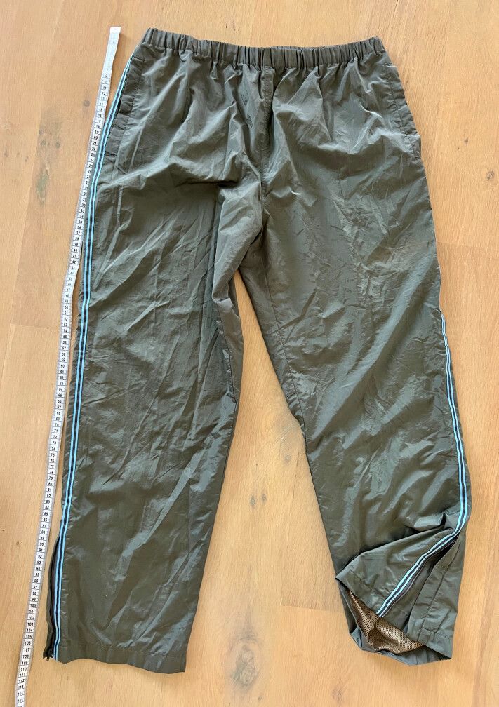 GAP Track Pants Joggers Nylon windbreaker Sz L (14-16) Olive grey w ankle zips EXC COND