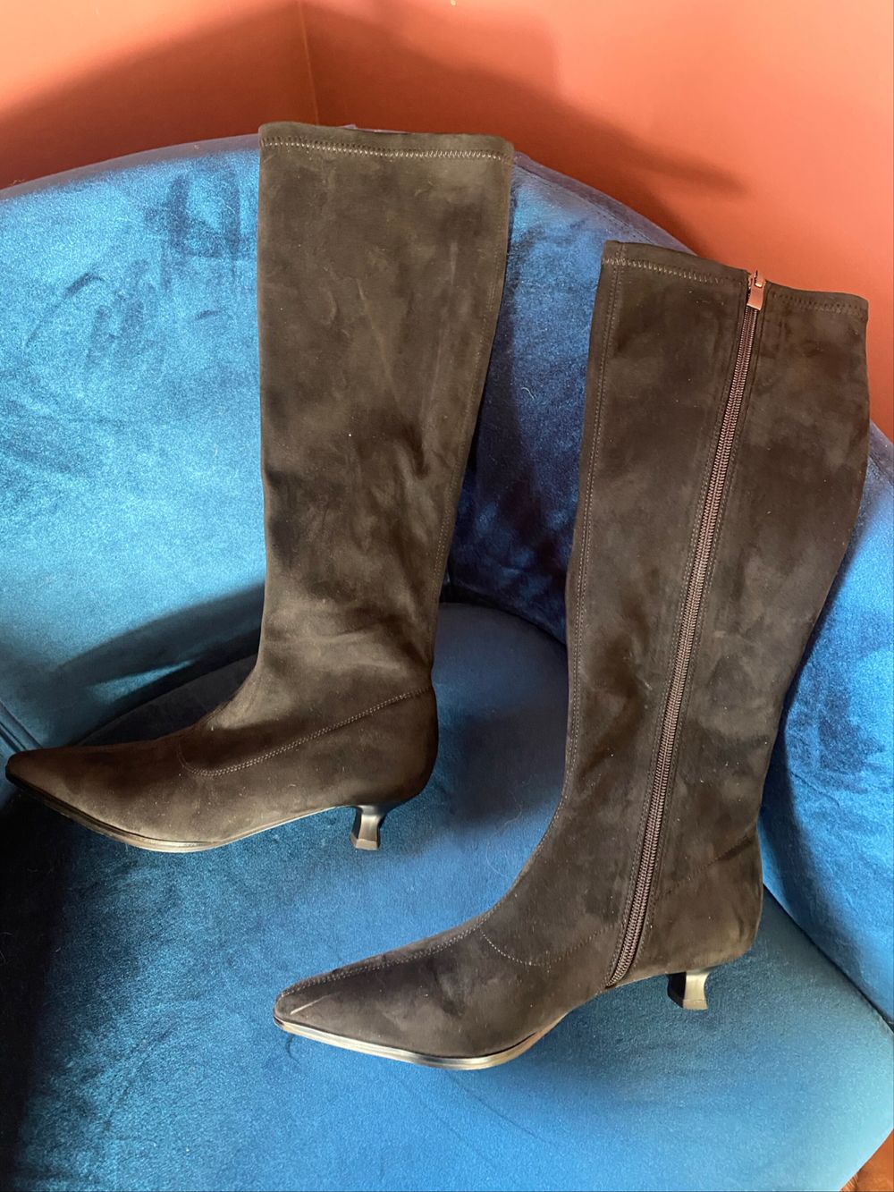 Andrea Biani Black Suede Knee High Boots