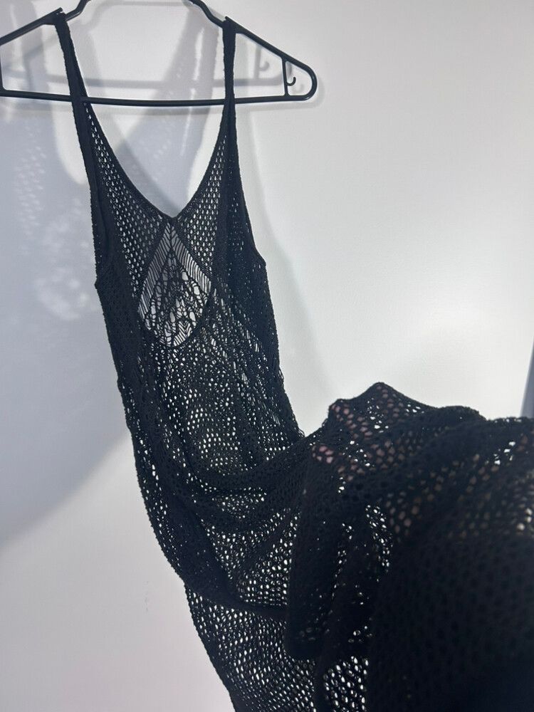 Black Crochet Knit Dress