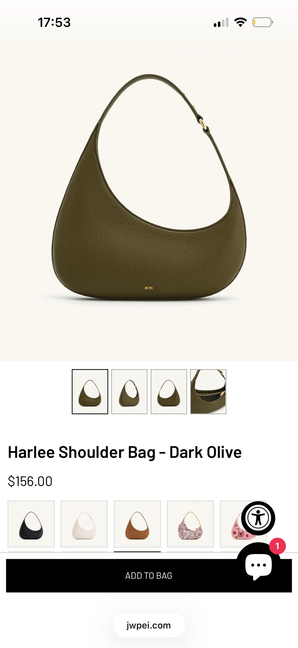 JW PEI Green Harlee Shoulder Bag