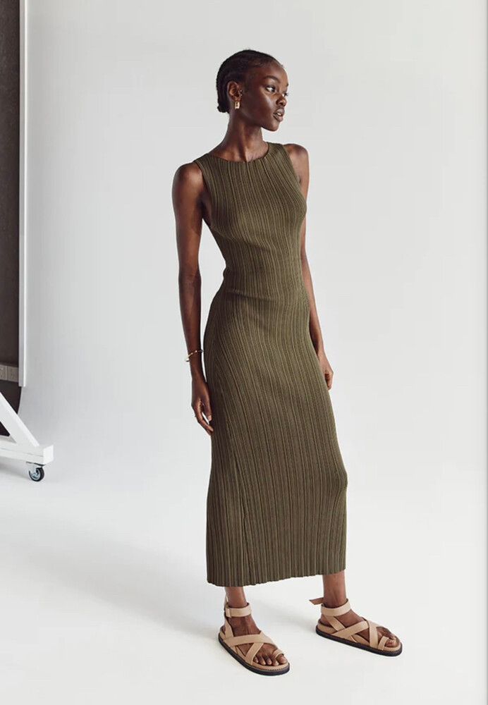 DISSH - Dissh Sienna Olive Knit Midi Dress on Designer Wardrobe