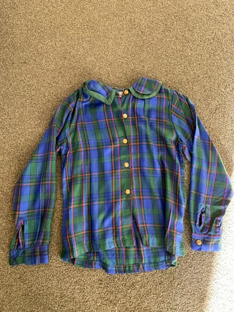 Blossoms Blue Green Plaid Shirt
